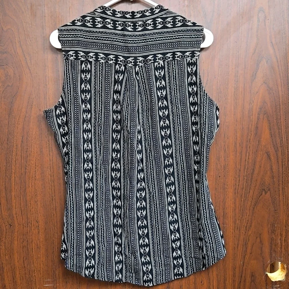 Weatherproof Vintage Size S Black White Linen Blend Button Down Sleevele… - Picture 4 of 10